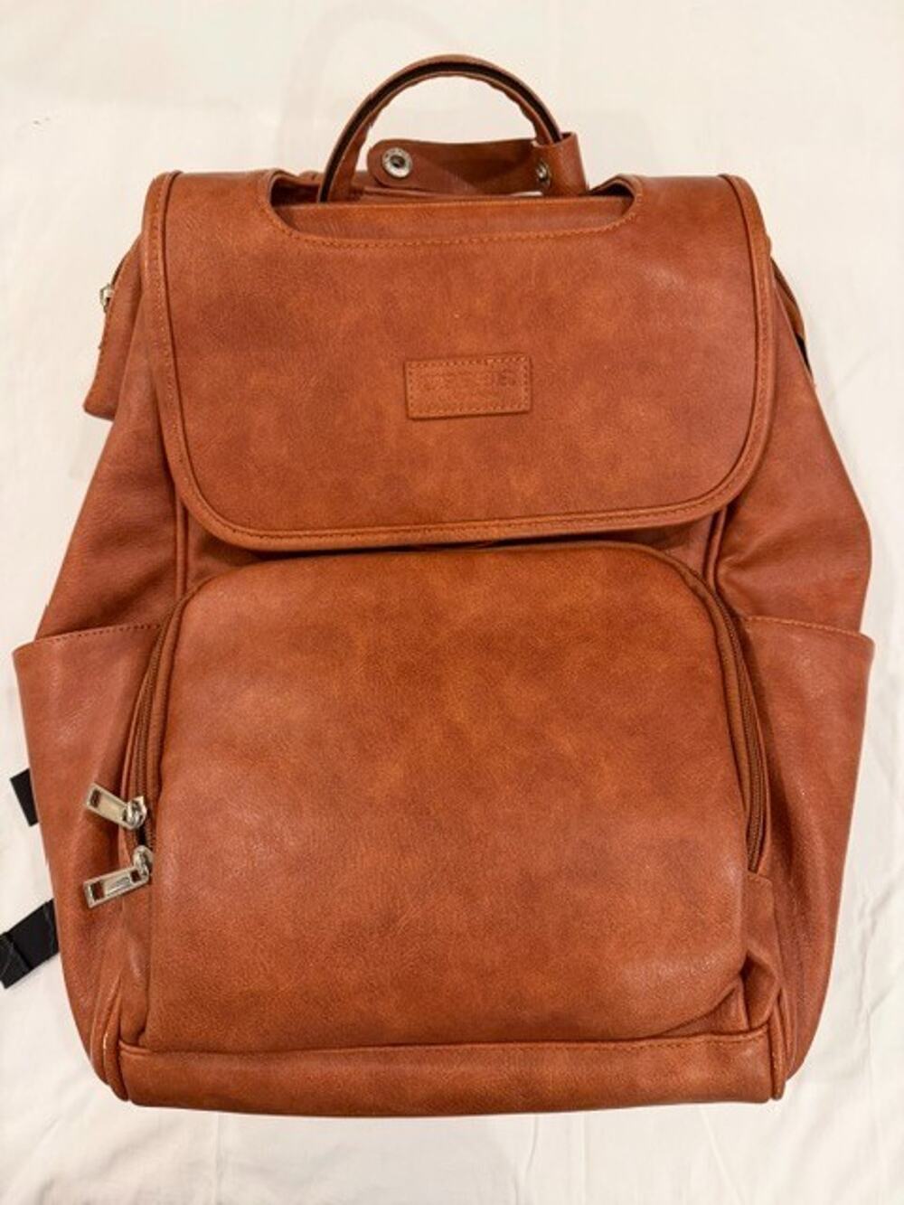 Upper La Madison The Commuter Diaper Baby Bag Backpack Vegan Leather Brown